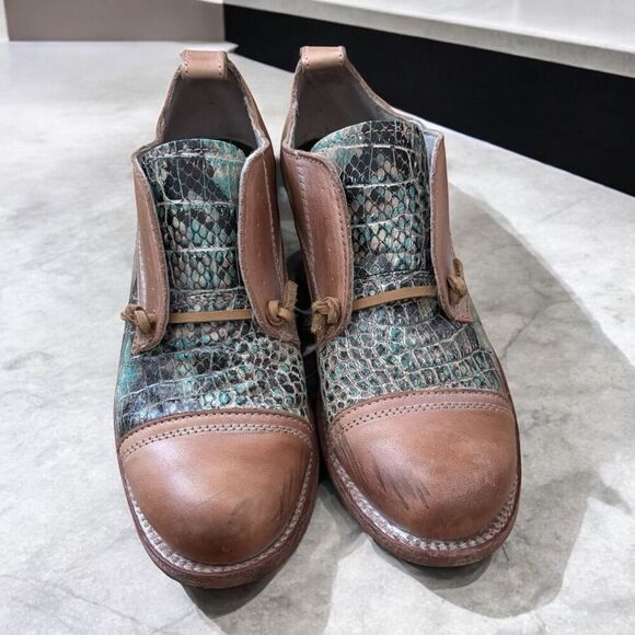 Freebird by Steven Mabel Oxfords Womens Size 7 Turquoise Multi Tan Leather - Picture 2 of 6